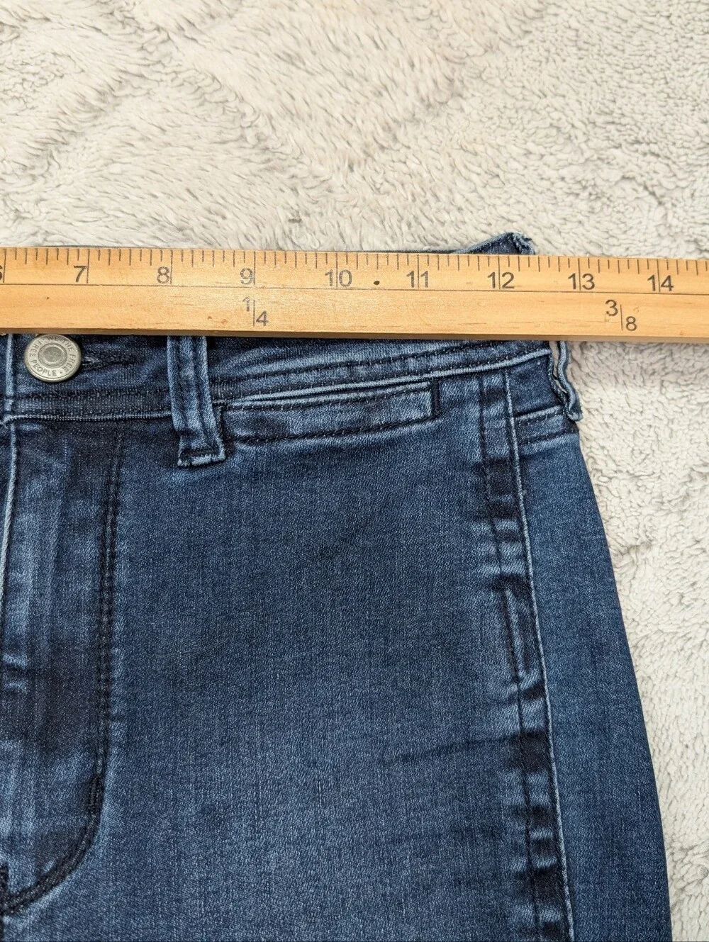 Free People Jeans Womens 25 Blue Penny Mid Rise Flare Cotton Stretch Retro Boho